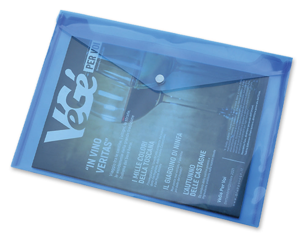 BUSTA P/DOCUMENTI PVC TRASP.C/BOTTONE