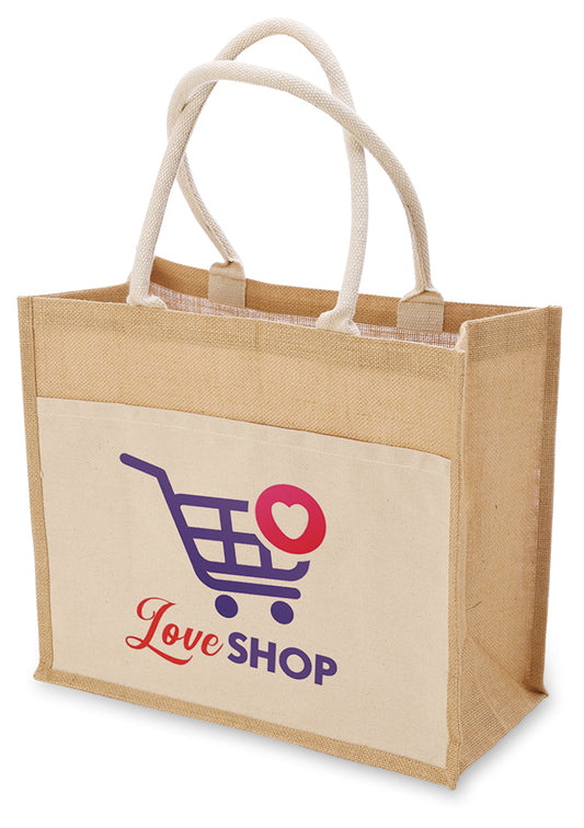 BORSA YUTA CON TASCA COTONE 40X35X19