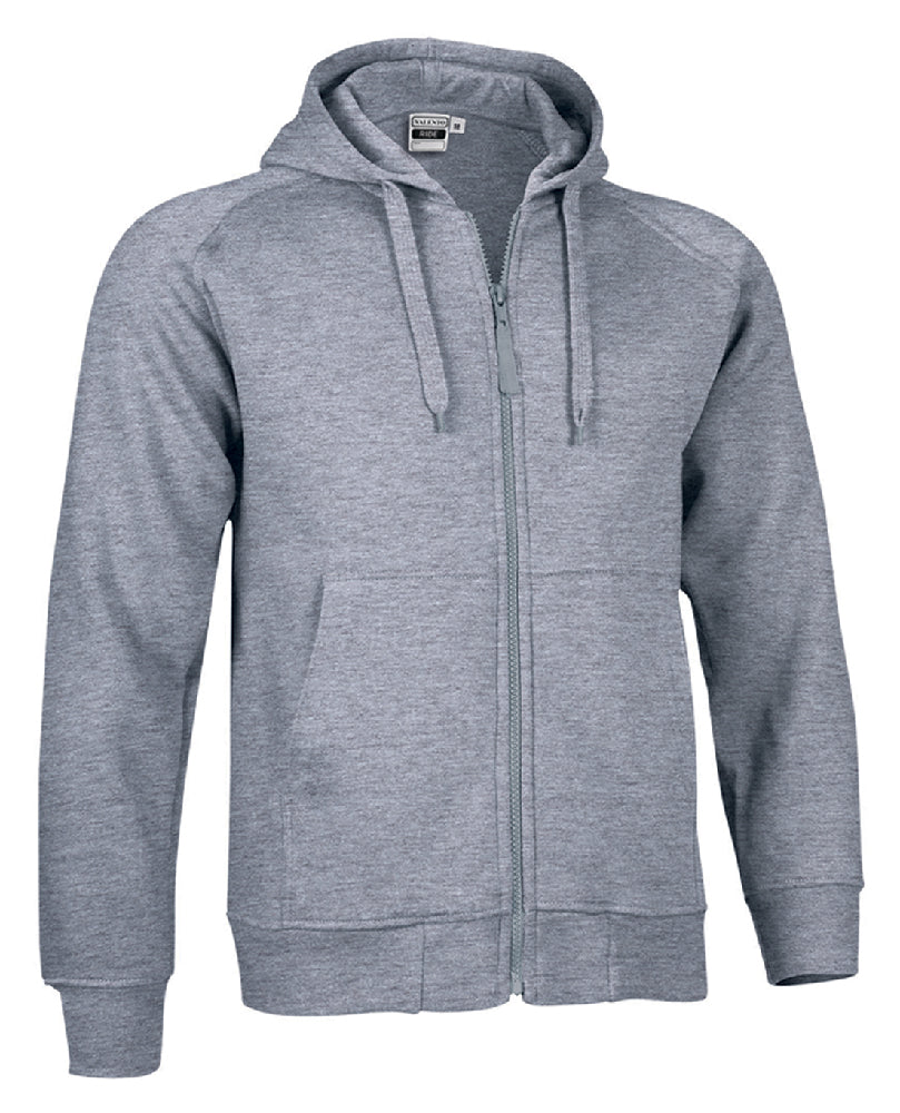 FELPA COLORATA C/CAPPUCCIO E ZIP INTERA 320GR