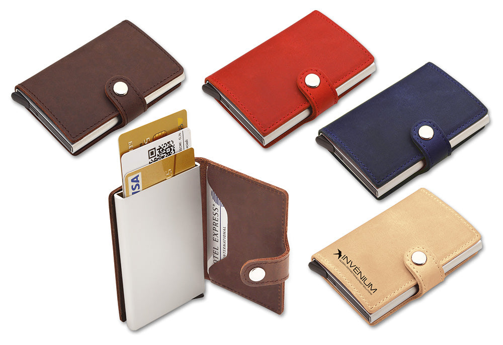 PORTACARDS DISPENCER AUTOM. PELLE LISCIA+ALLUMINIO