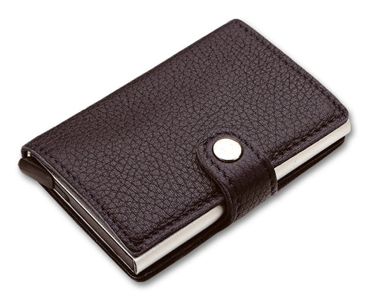 PORTACARDS DISPENCER AUTOM. PELLE GRANA DOLLARO+ALLUMINIO