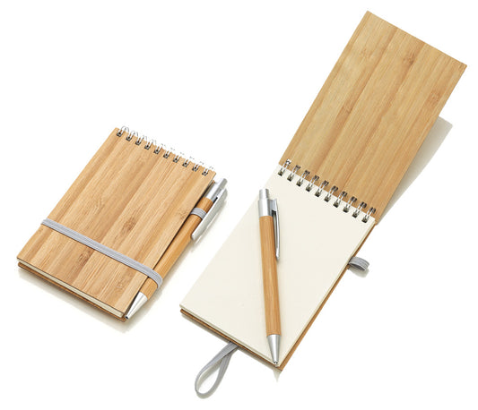BLOCCO APPUNTI SPIRALATO+PENNA IN BAMBU'