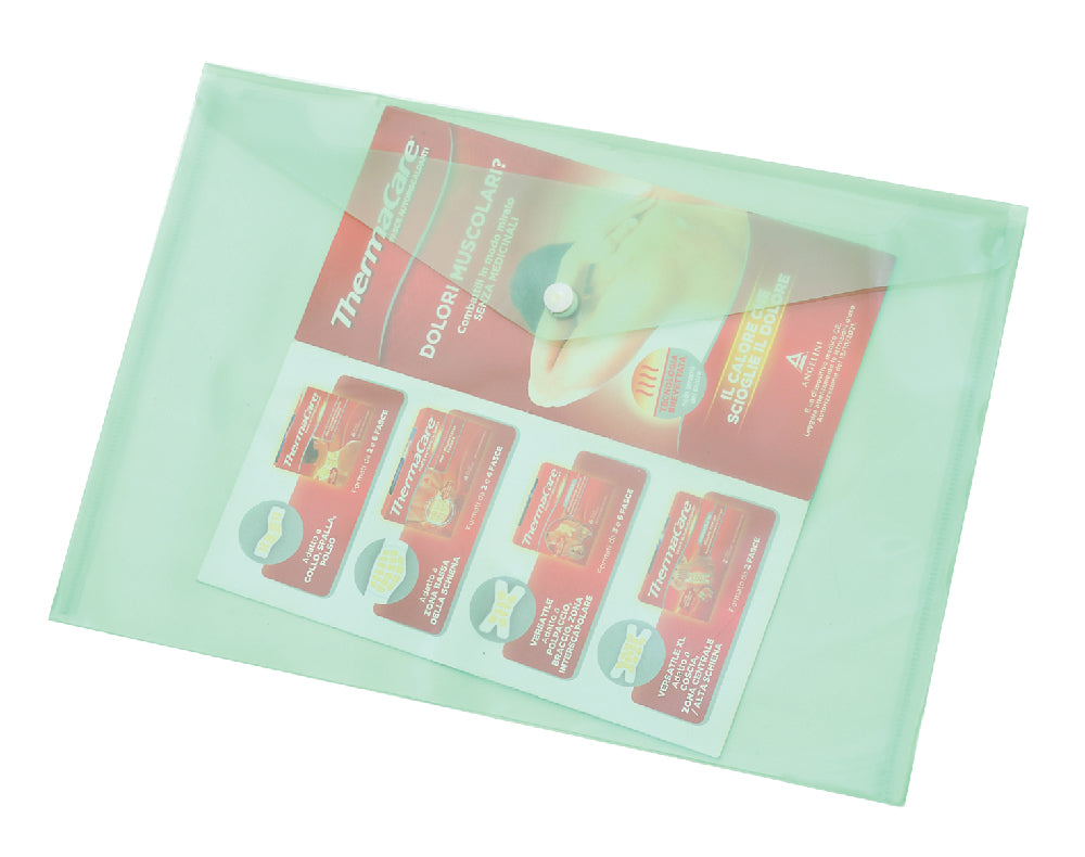 BUSTA P/DOCUMENTI PVC TRASP.C/BOTTONE