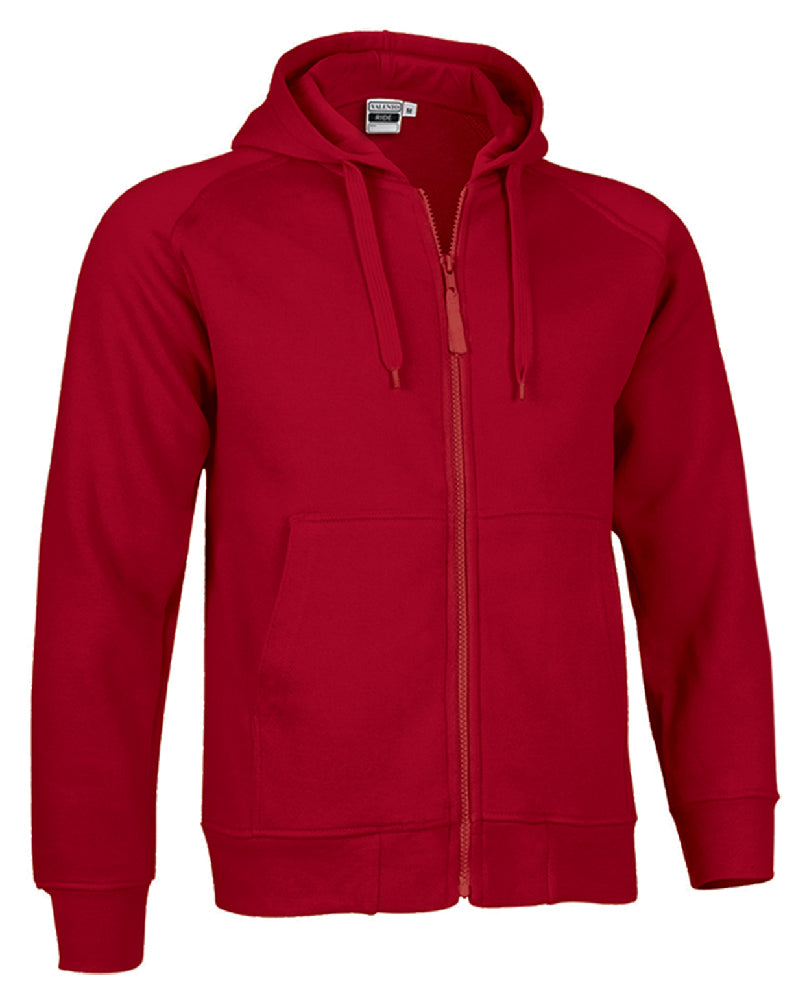 FELPA COLORATA C/CAPPUCCIO E ZIP INTERA 320GR