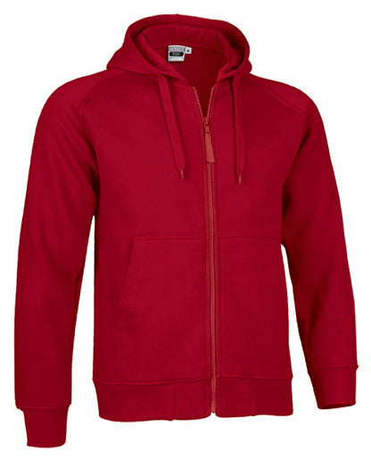 FELPA COLORATA C/CAPPUCCIO E ZIP INTERA 320GR