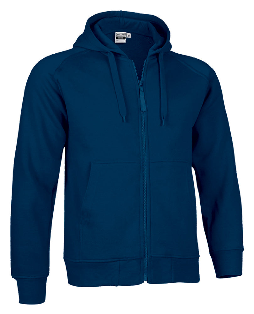 FELPA COLORATA C/CAPPUCCIO E ZIP INTERA 320GR