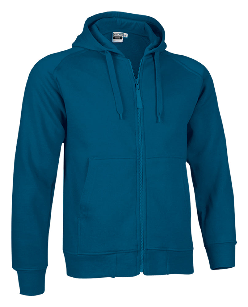 FELPA COLORATA C/CAPPUCCIO E ZIP INTERA 320GR