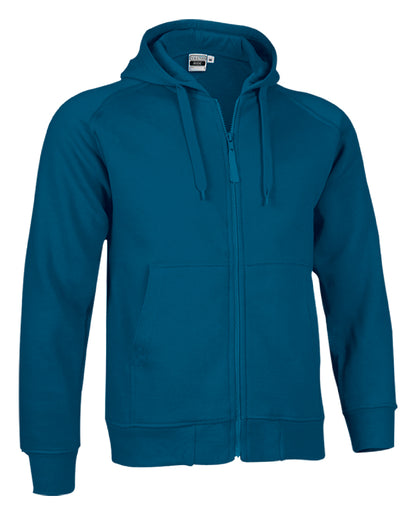 FELPA COLORATA C/CAPPUCCIO E ZIP INTERA 320GR