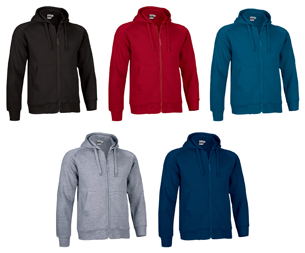 FELPA COLORATA C/CAPPUCCIO E ZIP INTERA 320GR