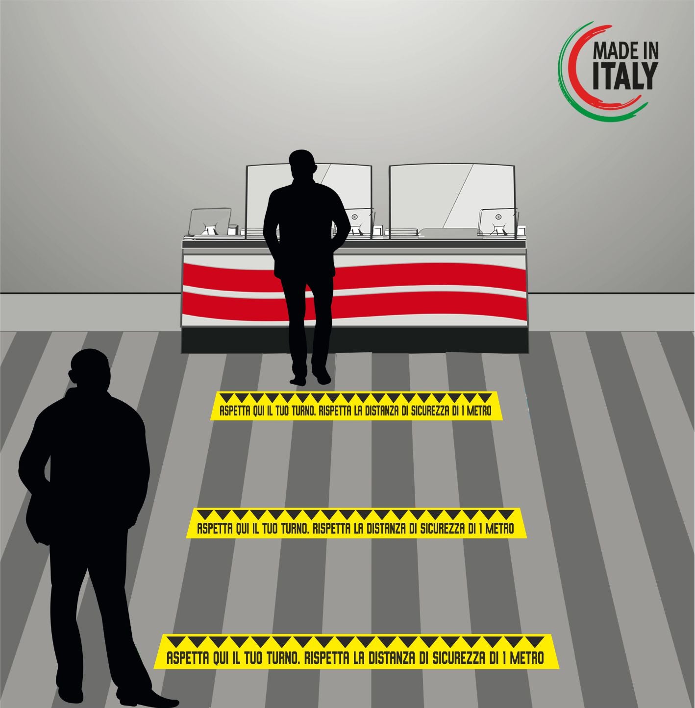 KIT 5 STRISCE ADESIVE "DISTANZA DI SICUREZZA"
