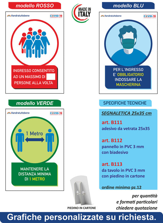 SEGNALETICA DI SICUREZZA - ADESIVO DA VETRATA cm.25x35