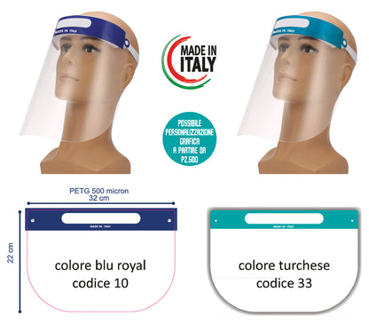 VISIERA PROTETTIVA IN PET da 500 micron MADE IN ITALY